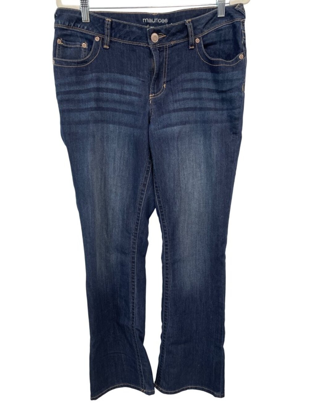 Maurices Jeans Size 12 Classic Bootcut Mid Rise Embroidered Pockets Blue Retro